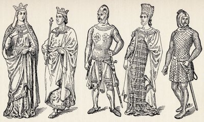 Trajes de los reyes y nobles españoles del siglo XIII, España, de 